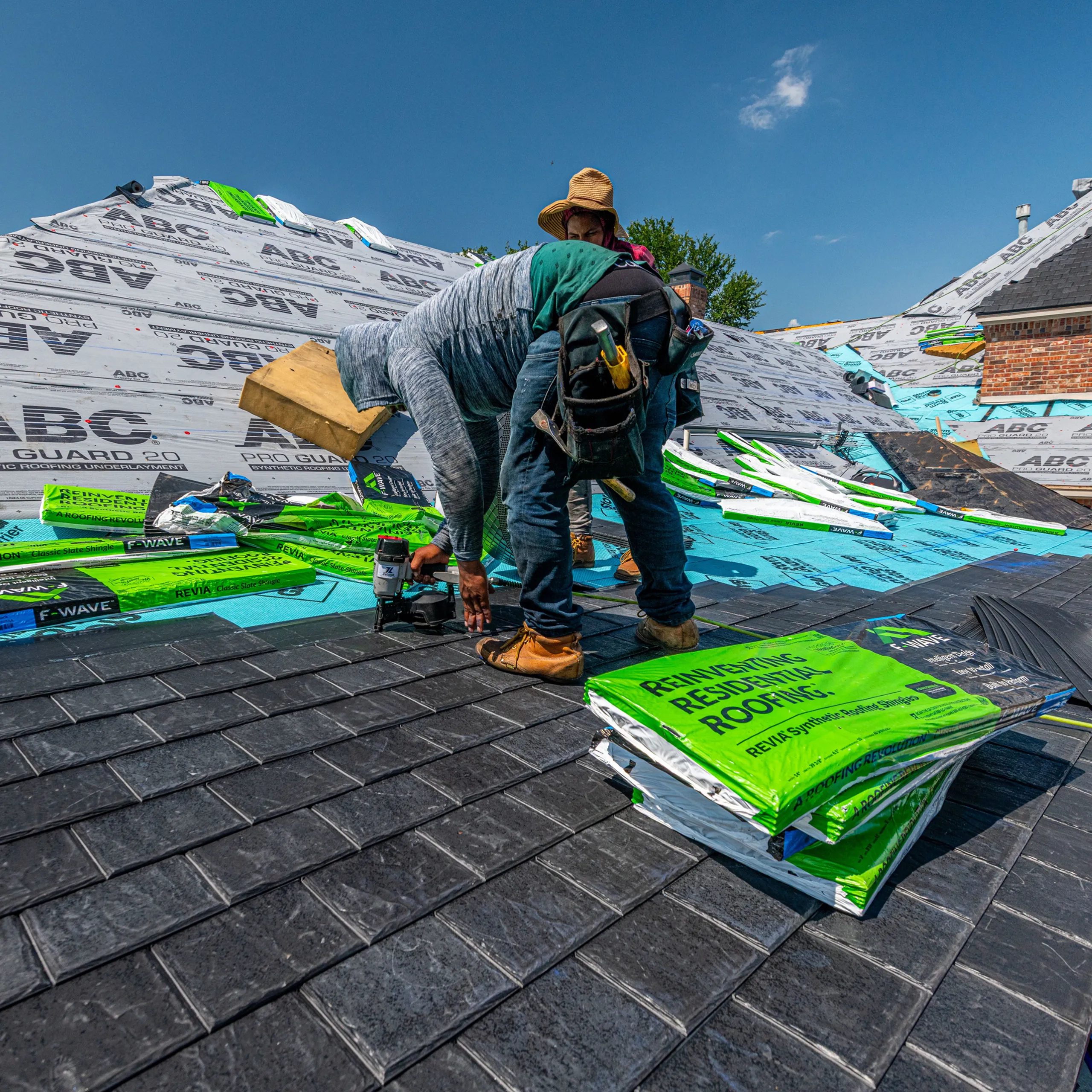 Roofer on the job